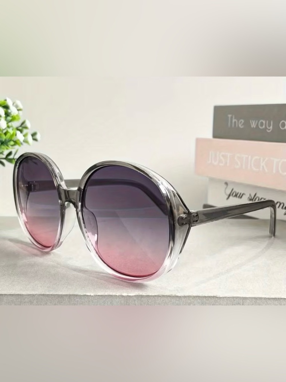 Oversized Retro Circular Glasses - Timeless Grey NWT - Picture 2 of 4